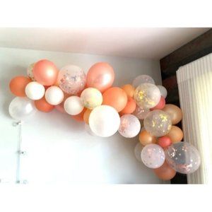 New 60 PACK Rose Gold Balloons + Confetti Balloons w/Ribbon Rosegold